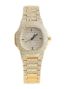 HAUTE SAUCE by  Campus Sutra HAUTE SAUCE by Campus Sutra Women Embellished Dial & Stainless Steel Bracelet Style Straps Analogue Watch