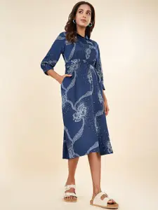 AKKRITI BY PANTALOONS Abstract A-Line Midi Shirt Dress