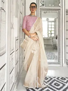 Mitera Striped Zari Pure Chiffon Banarasi Saree