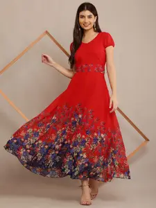 Raabta Fashion Floral Print Georgette Maxi Dress
