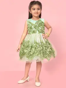BAESD Girls Self Design Net Fit & Flare Dress