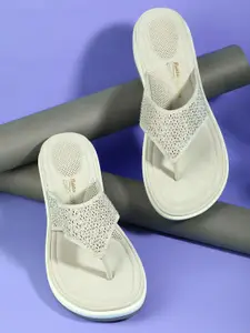 Bata comfit Women Embellished Thong Flip-Flops