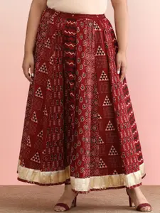 anayna Printed Pure Cotton Flared Ethnic Maxi Skirt