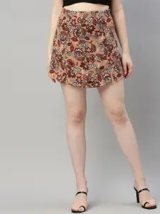 Sera Printed Floral Flared Mini Skirt