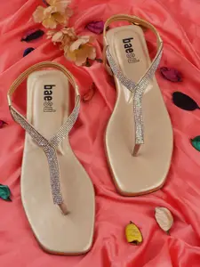 BAESD Women Embellished T-Strap Flats