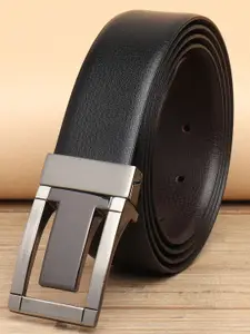 WINSOME DEAL Men Push Pin Closure Textured Formal Belt