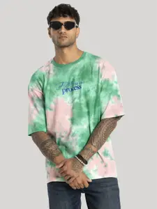 Snitch Men Tie And Dye Printed Cotton Oversized T-shirt