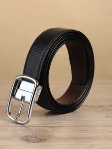 WINSOME DEAL Men Tang Closure Textured Formal Belt