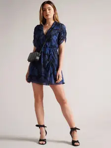 Roadster Crepe Floral Mini A Line Dress