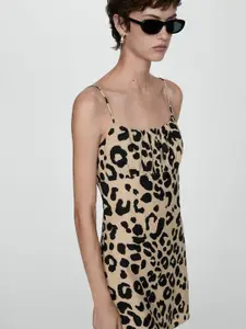 MANGO Animal Print A-Line Mini Dress