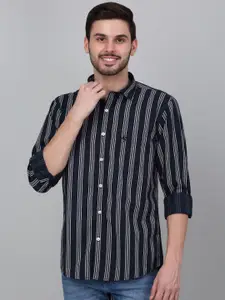 Cantabil Men Spread Collar Striped Cotton Casual Shirt