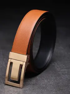WINSOME DEAL Men Push Pin Closure Textured Formal Belt
