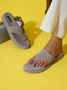 Sherrif Shoes Women Open Toe Flats with Laser Cuts