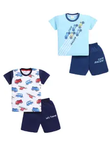Todd N Teen Boys Pack of 2 Graphic Printed Round Neck Pure Cotton T-shirt with Shorts