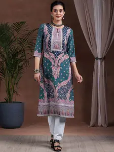 Libas Women Ethnic Motifs Printed Keyhole Neck Crepe Straight Kurta
