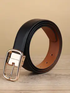 WINSOME DEAL Men Tang Closure Textured Formal Belt