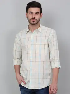 Cantabil Men Spread Collar Tartan Checked Cotton Casual Shirt