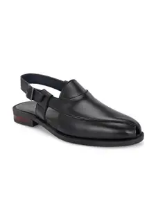 House of Pataudi Men Textured Shoe Style Sandals