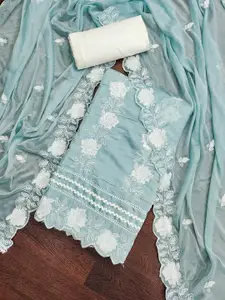 KIMISHA Floral Embroidered Beads and Stones Unstitched Dress Material