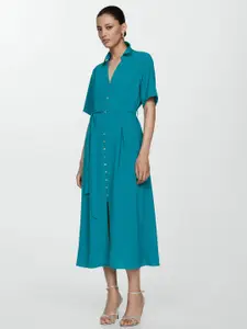 MANGO Fit & Flare Bow Shirt Dress