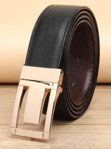 WINSOME DEAL Men Push Pin Closure Textured Formal Belt