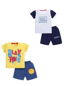 Todd N Teen Boys Pack of 2 Graphic Printed Round Neck Pure Cotton T-shirt with Shorts