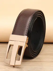 WINSOME DEAL Men Push Pin Closure Textured Formal Belt