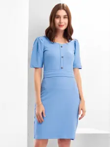 Selvia Round Neck Short Sleeves Sheath Dress