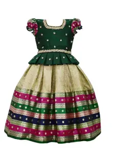 UFB Girls Embroidered Beads and Stones Square Neck Puffed Ready to Wear Lehenga & Choli