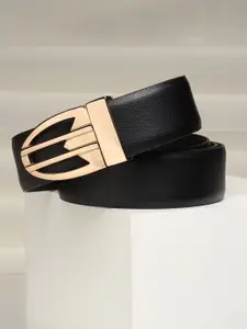 WINSOME DEAL Men Push Pin Closure Textured Formal Belt