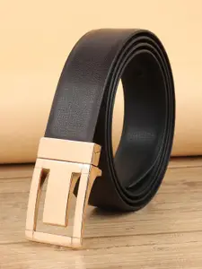 WINSOME DEAL  Men Push Pin Closure Textured Formal Belt