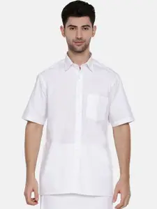 Ramraj Men Spread Collar Solid Cotton Casual Shirt