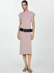 MANGO Belted Pure Cotton Sheath Midi Dress