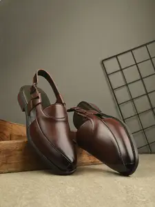 House of Pataudi Men Textured Shoe Style Sandals