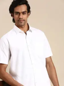 Ramraj Men Spread Collar Solid Cotton Casual Shirt