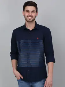 Cantabil Men Spread Collar Striped Cotton Casual Shirt