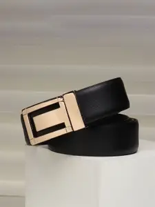 WINSOME DEAL Men Push Pin Closure Textured  Formal Belt