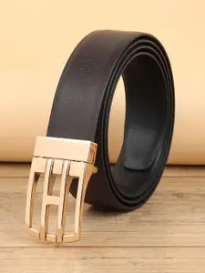 WINSOME DEAL Men Push Pin Closure Textured Formal Belt