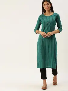 KALINI Striped Printed Straight Kurta