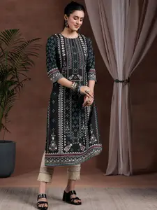 Libas Ethnic Motifs Printed Crepe Straight Kurta