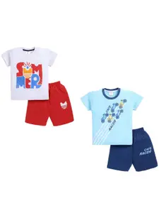 Todd N Teen Boys Pack of 2 Graphic Printed Round Neck Pure Cotton T-shirt with Shorts