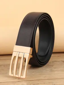 WINSOME DEAL Men Push Pin Closure Textured  Formal Belt