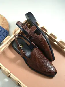 House of Pataudi Men Textured Shoe Style Sandals