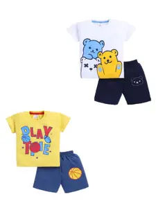 Todd N Teen Boys Pack of 2 Graphic Printed Round Neck Pure Cotton T-shirt with Shorts