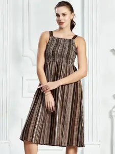 Selvia Striped Sleeveless Smocked A-Line Dress