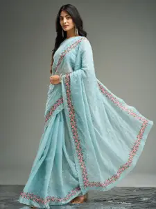 kasee Floral Embroidered Poly Chiffon Saree