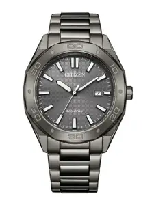 Citizen Men Embellished Dial & Stainless Steel Bracelet Style Straps Analogue Eco Drive Watch BM7637-81H