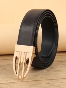 WINSOME DEAL Men Push Pin Closure Textured Formal Belt