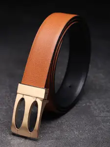 WINSOME DEAL Men Push Pin Closure Textured Formal Belt