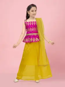 BAESD Girls Woven Design Silk Ready to Wear Lehenga & Blouse With Dupatta